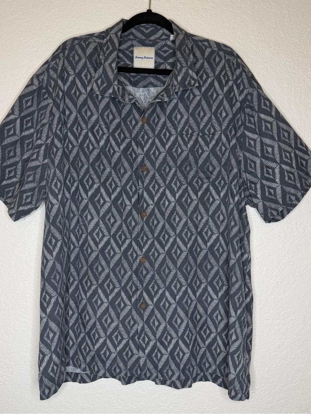 Tommy Bahama Blue-Gray Geometric Short-Sleeve Button Shirt
